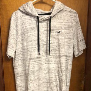 Mens White and Blue Hollister T Shirt Hoodie